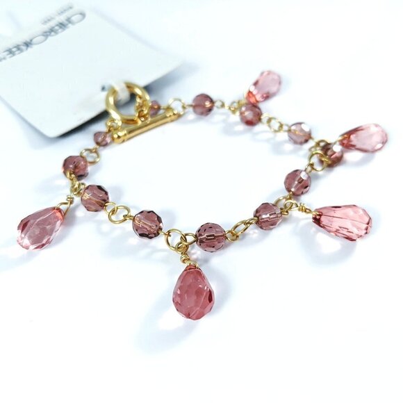 FREE with $35 Bundle Purchase - NWT Cherokee Pink Teardrop Crystals Bracelet - Picture 1 of 5